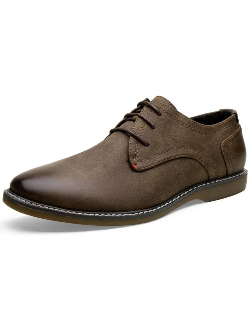 Men's Polished Brown Breathable Upper Lace Up Retro Classic Dress Oxford Shoes